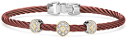 Brugundy 3mm Triple Diamond Station Bracelet