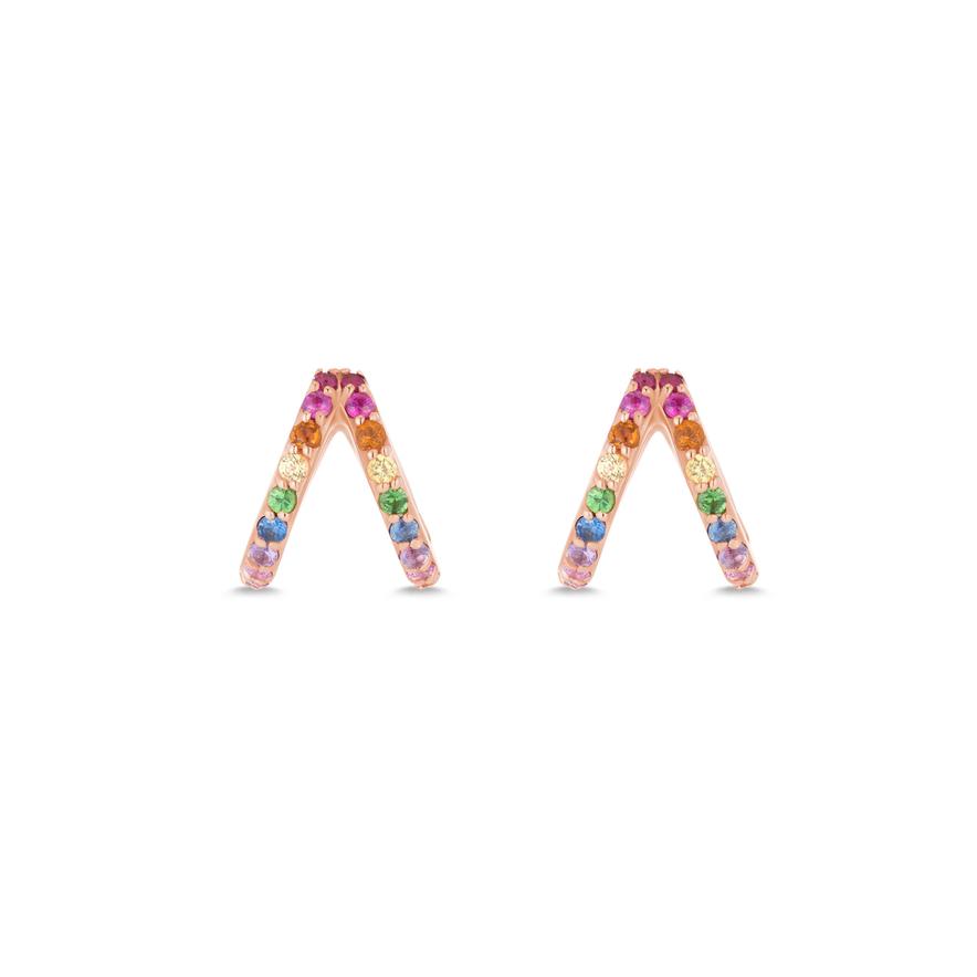14k Rainbow Split Huggies