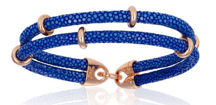 Double Bone Double Blue Stingray W/Pink Tone Beads Bracelet