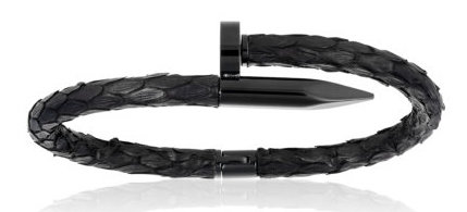 Double Bone Nail Black/Black Python Bracelet
