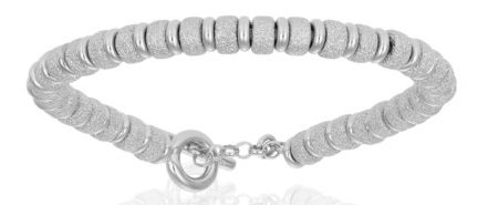 Double Bone Big Beads Silver 925, White PVD Bracelet