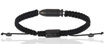 Double Bone Black Bullet W/Black Nylon Bracelet