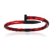 Double Bone Nail Black/Red Python Bracelet