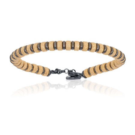 Double Bone Big Beads Black PVD & Yellow Bracelet