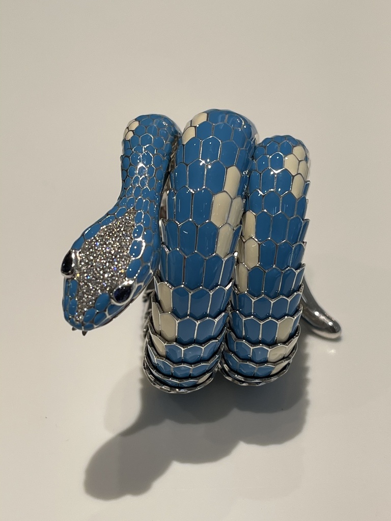 Steel Triple Wrap Snake Bracelet With Diamond Head