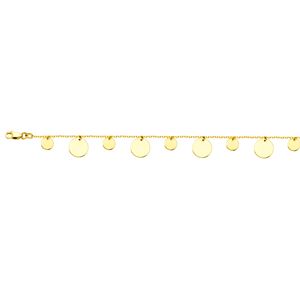 14k Multi Size Disc Adjustable Bracelet