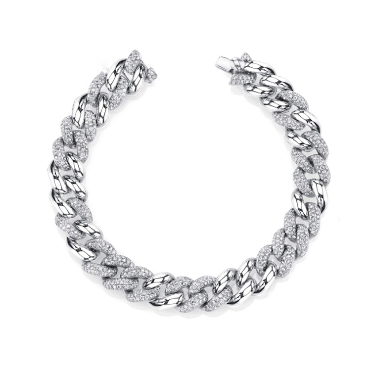 18k White Gold Essentials Alternating Diamond Link Bracelet