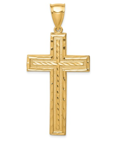 14k Diamond-Cut Cross Pendant