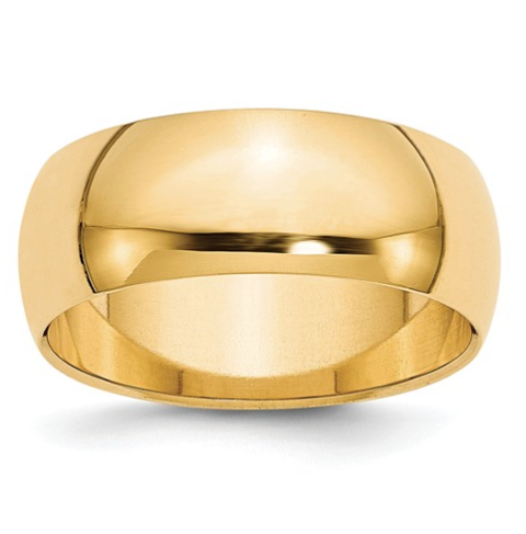 14k 8mm Half-Round Wedding Band