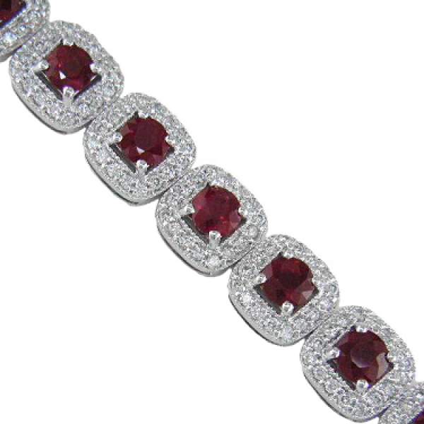 18k White Gold Ruby &amp; Diamond Bracelet