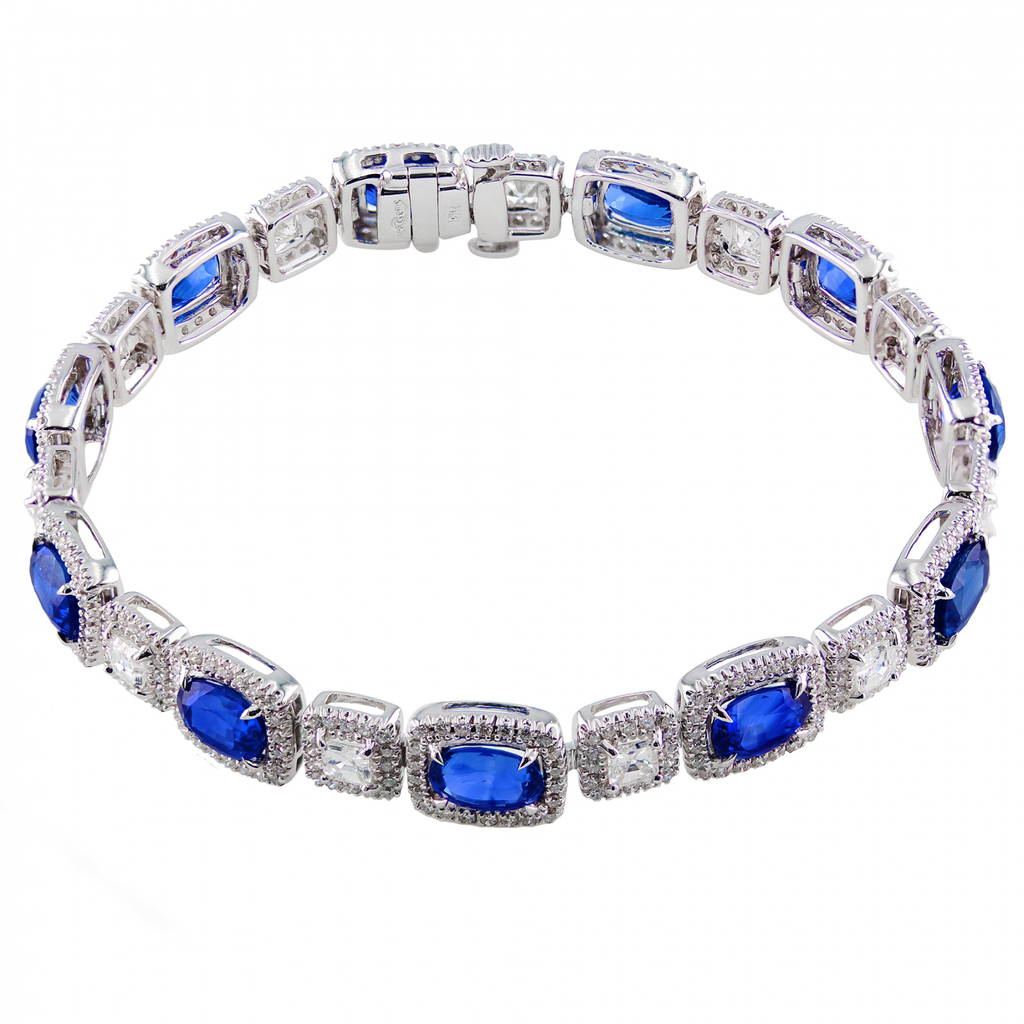 18k White Gold Sapphire &amp; Diamond Bracelet