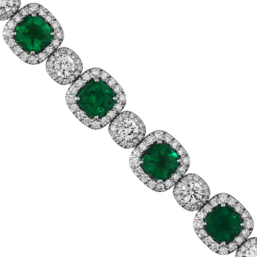18k White Gold Emerald &amp; Diamond Bracelet
