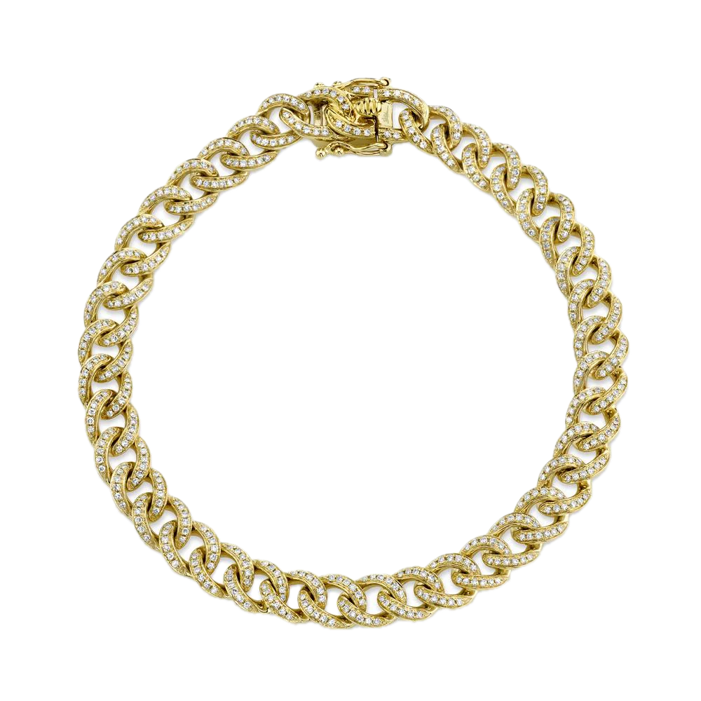 Kate Collection 14k Yellow Gold Diamond Pave Chain Link Bracelet 0.98ct