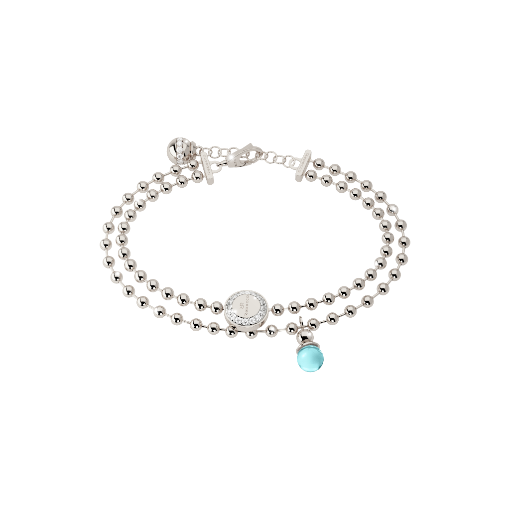 Boulevard Double Strand Bracelet W/2 Charms & 1 Blue Stone