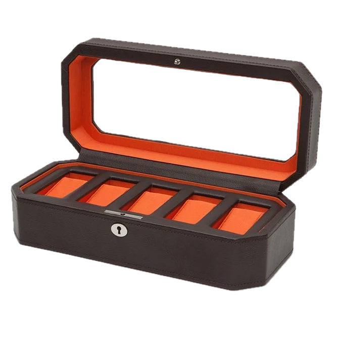 Windsor 5 Piece Watch Box Orange & Brown