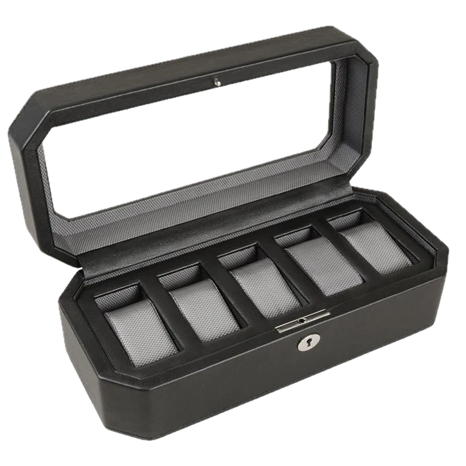 Windsor 5 Piece Watch Box In Black &amp; Grey