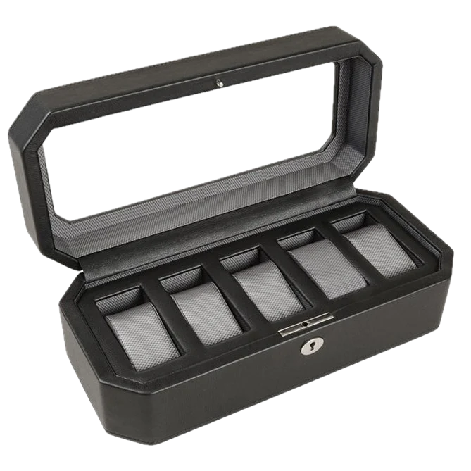 Windsor 5 Piece Watch Box In Black & Grey