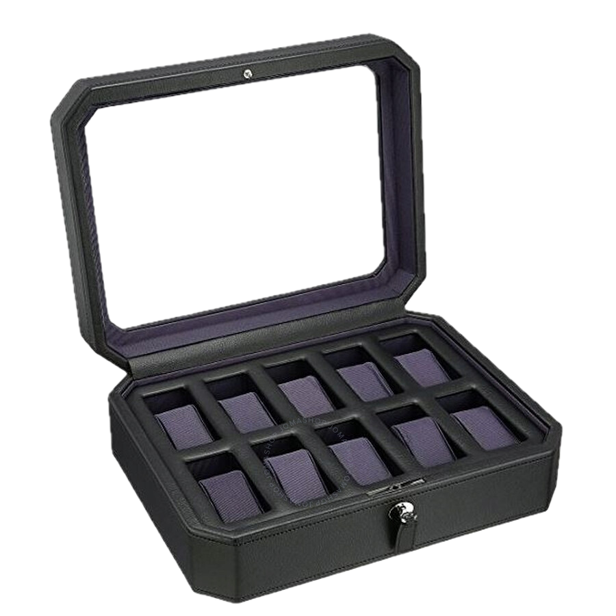 Windsor 10 Piece Watch Box In Black &amp; Purple