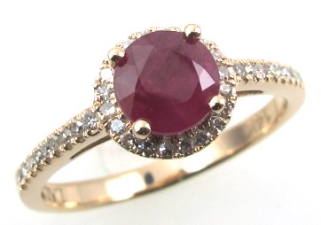 14k Gold Precious Gem With Diamond Halo Ring