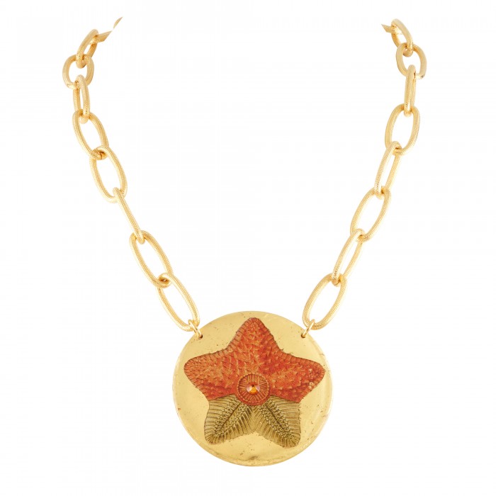 Orange Starfish Pendant