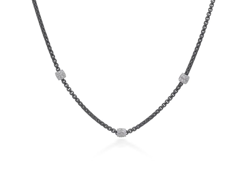 Expressions 3 Barrel Station Necklace with Diamonds