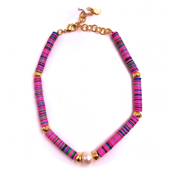Vinyl with Pearl Stretch Necklace