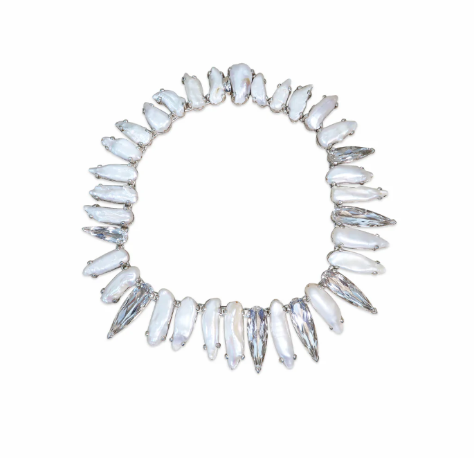 One Of A Kind Natural Quartz And Pearl Necklace Set In Sterling Silver