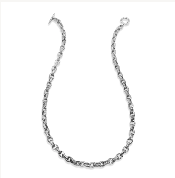 Orogento Signature Engraved Weave Linked Chain Necklace