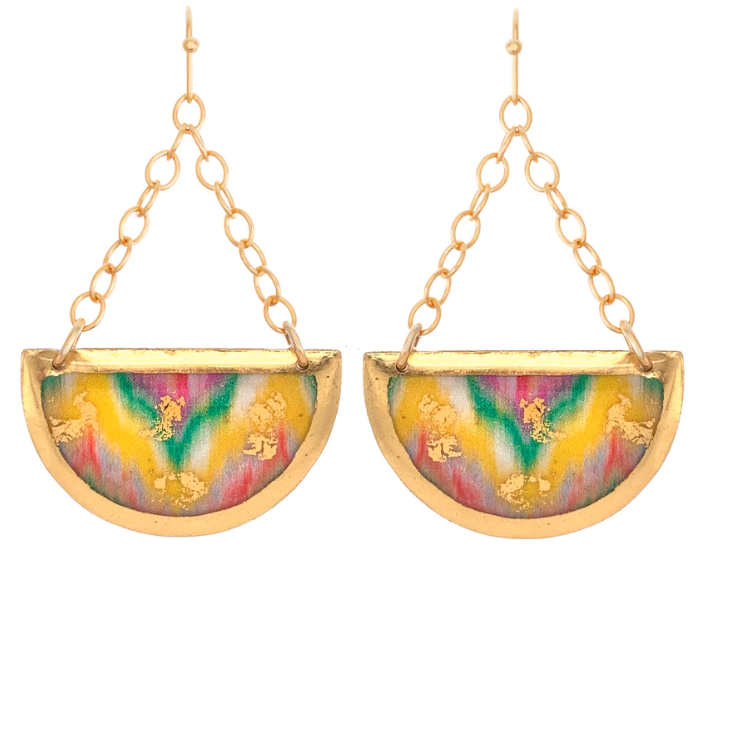 Ikat Half Circle Earrings