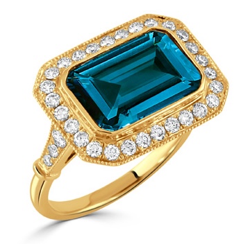 London Blue Topaz Ring With Diamonds