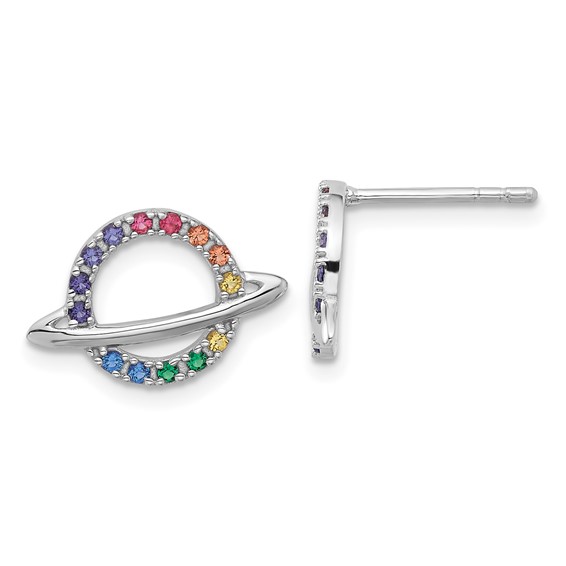 Childs Rainbow Glass Crystal Planet Post Earring
