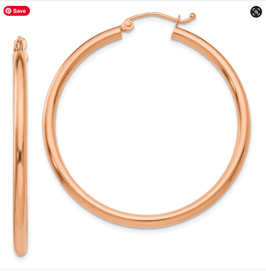 14k Rose Gold Polished 2.5mm Lightweight Tube Hoop Earrings
