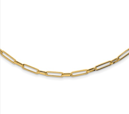 14K Polished Fancy Oval Link Necklace