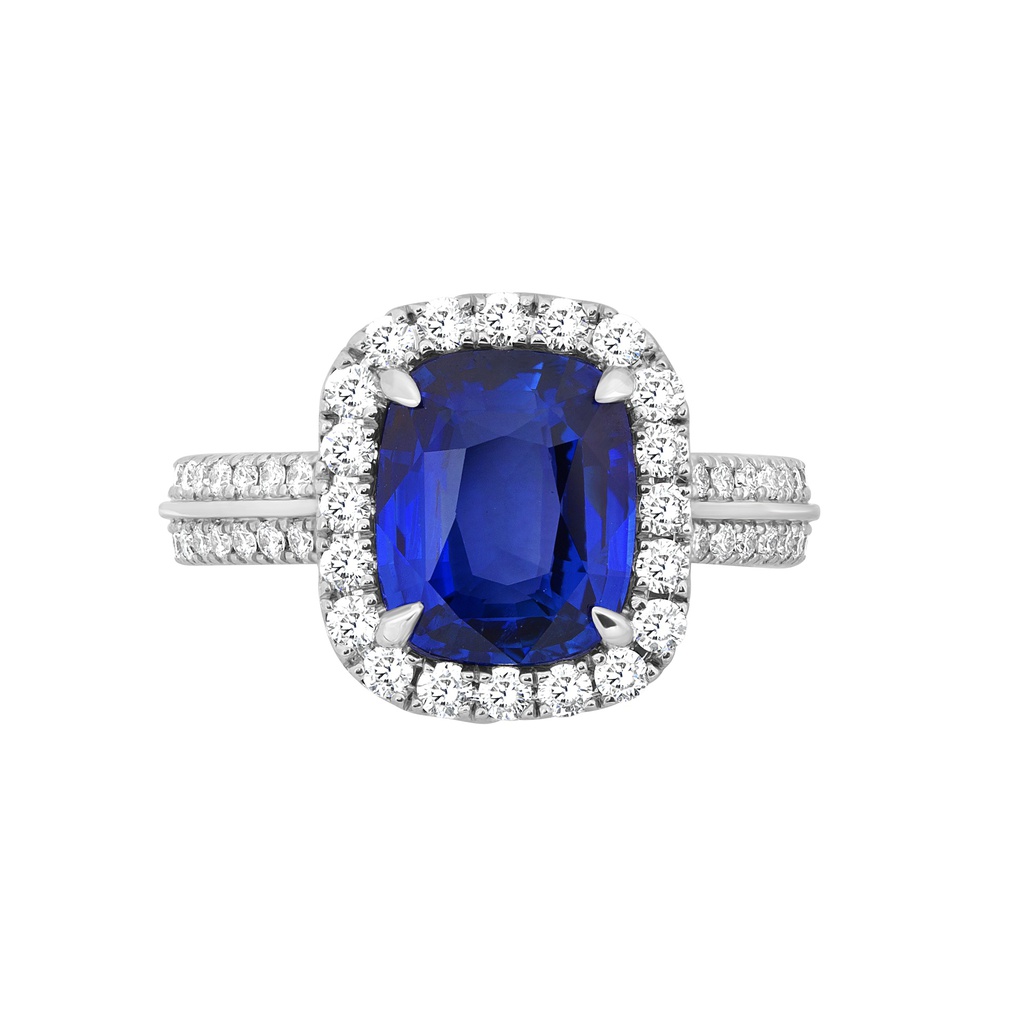 3.74ct Sapphire Cushion Ring