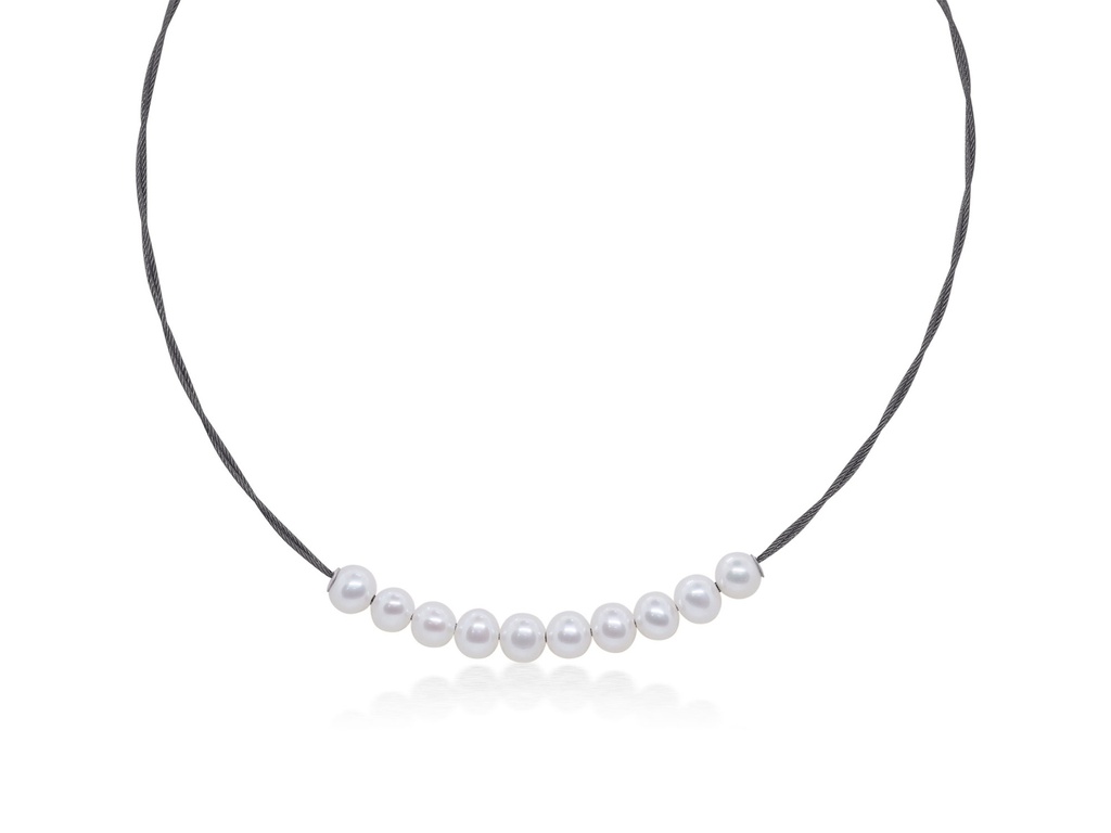 Cable Necklace with Freshwater Pearls