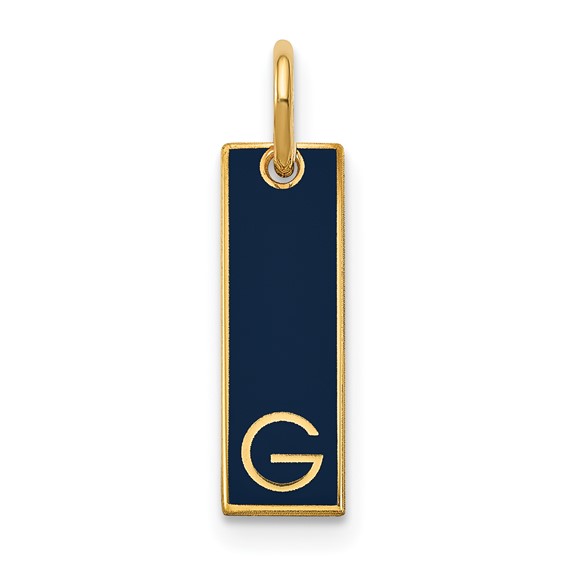 14K Small Enameled Initial Bar Charm