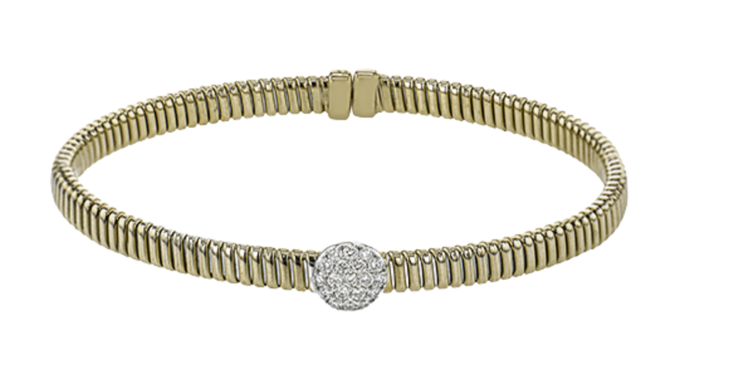 Textured Bracelet With Round Diamond Accent 0.23 Ct
