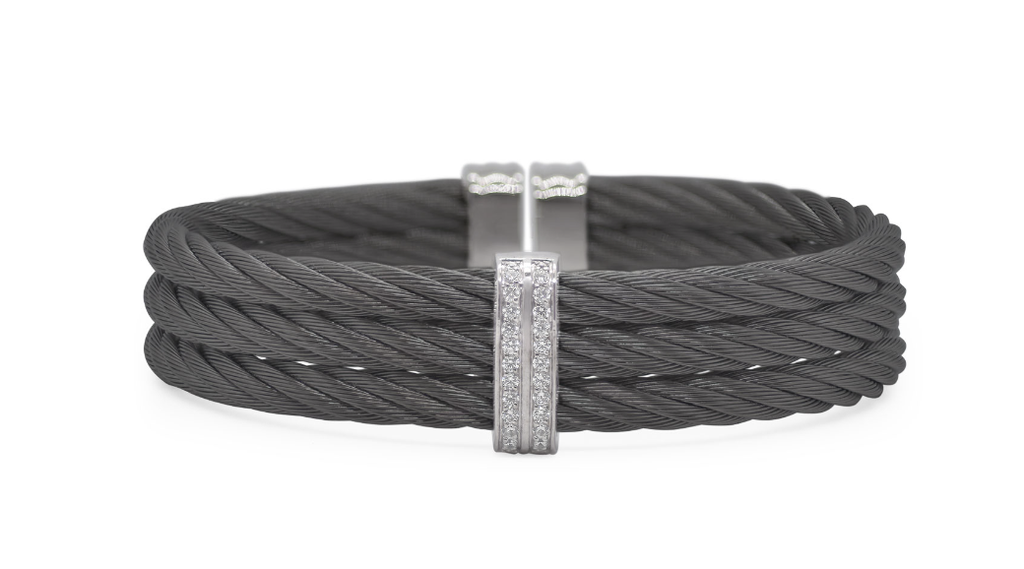 Cable 3-Row Cuff with 18kt Gold & Diamonds