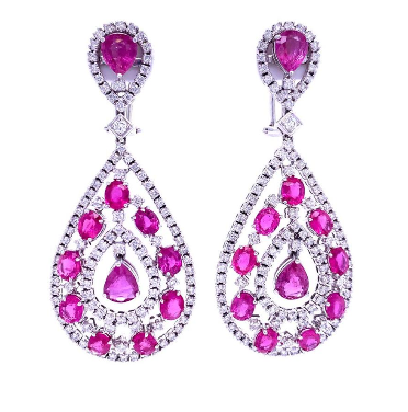Passion Ruby &amp; Diamond Drop Earrings