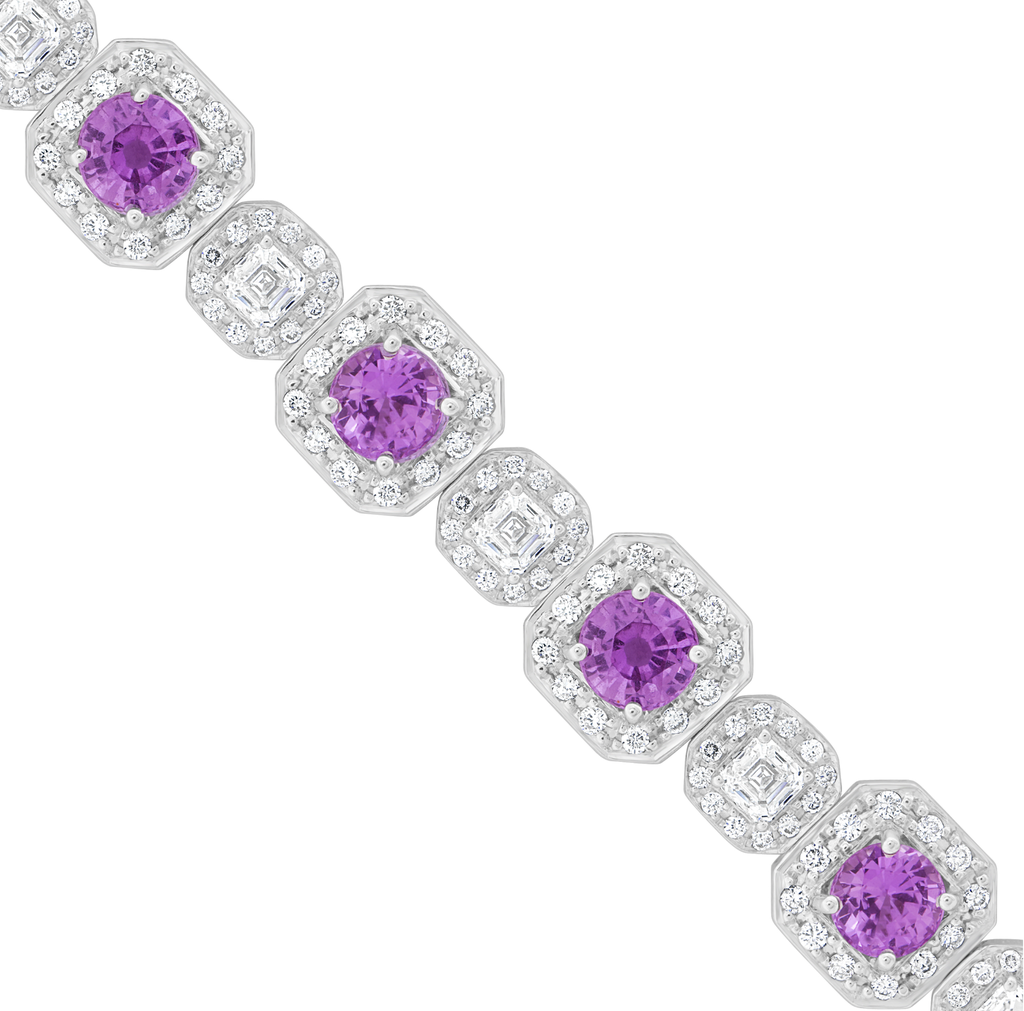 Colored Stone and Diamond Cube Halo Bracelet