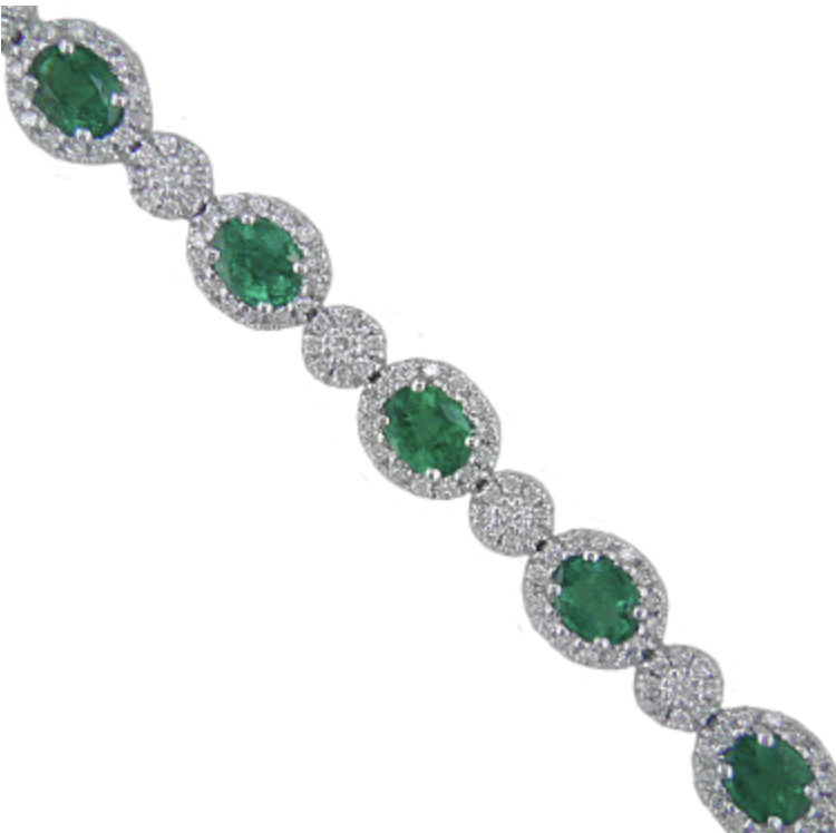 Emerald &amp; Diamond Halo Bracelet