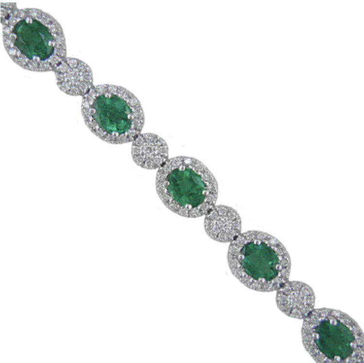 Emerald & Diamond Halo Bracelet