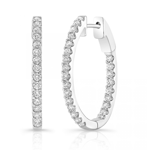 1Ct Diamond Shared Prong Oval Hoops