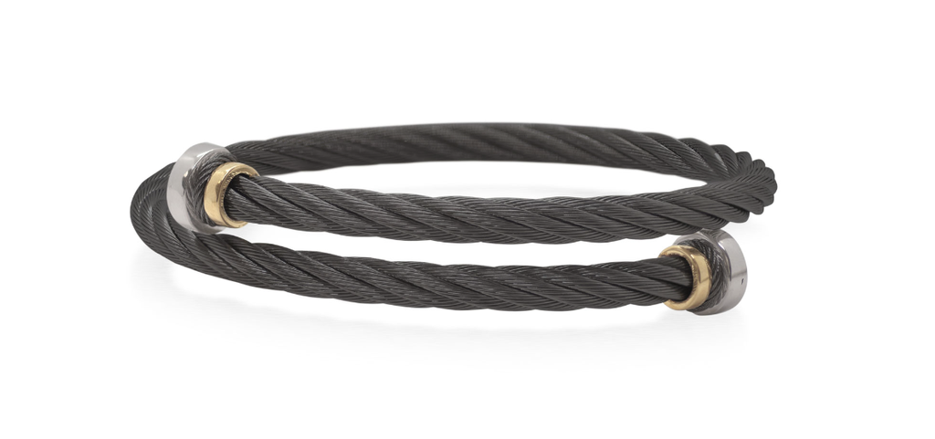 Black Cable Bypass Nail Head Bracelet