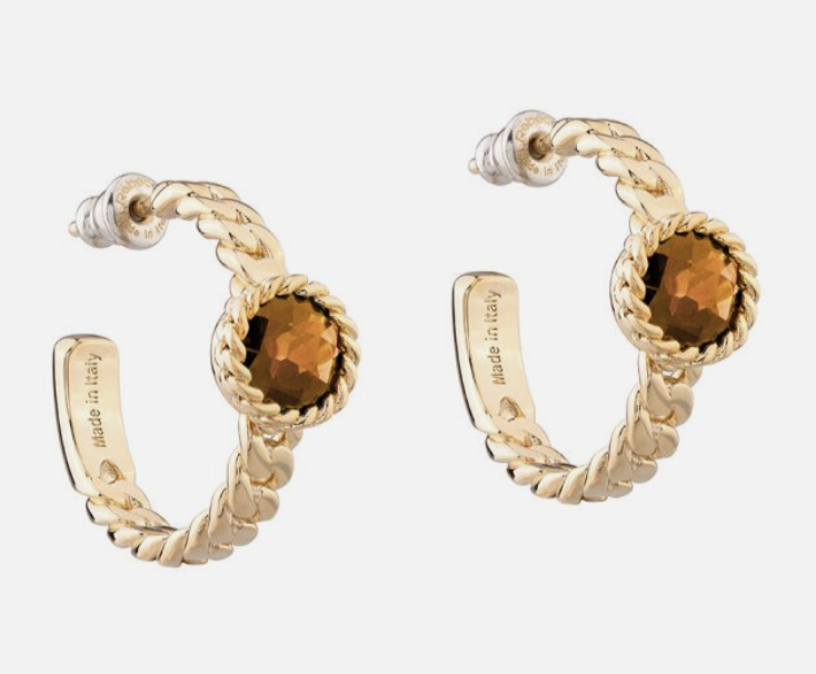 Cocktail hoop earrings with colored stone