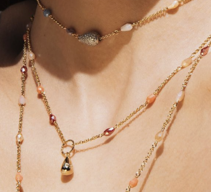 Tulipe necklace with colored stones and zircons