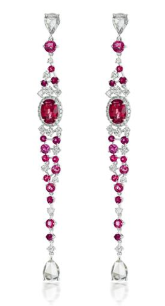 Colored Gemstone and Diamond Dangle Earrings