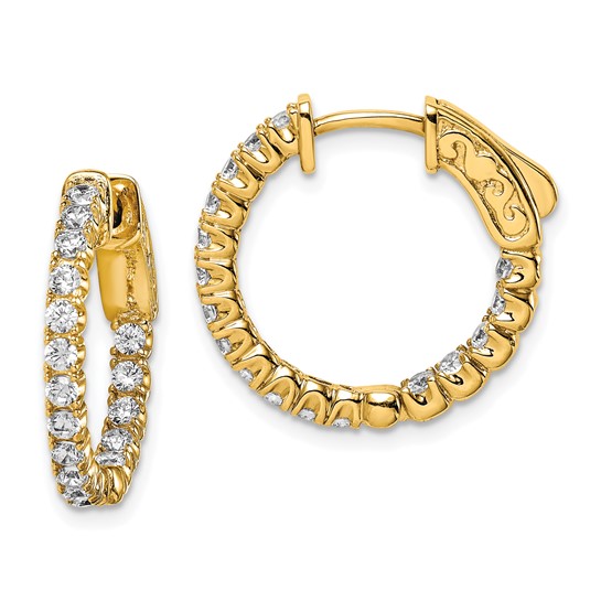 2.0mm CZ In and Out Round Hinged Hoop Earrings