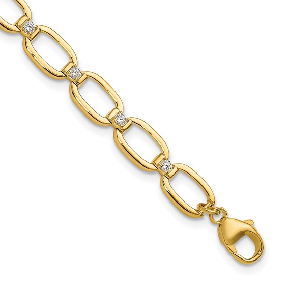14K Lab Grown Diamond Oval Link with .25 inch ext. Bracelet