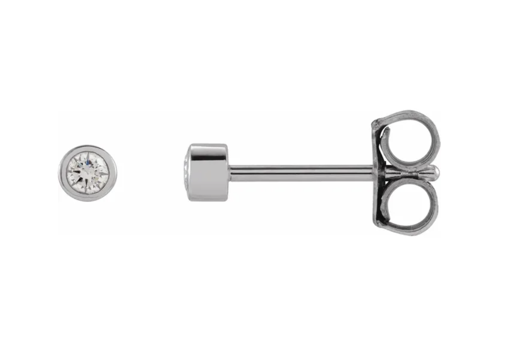 14K White .06 CTW Natural Diamond Micro Bezel-Set Earrings